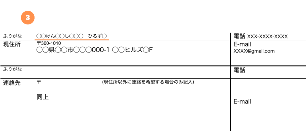 履歴書の住所のふりがなは漢字の部分に対して振る