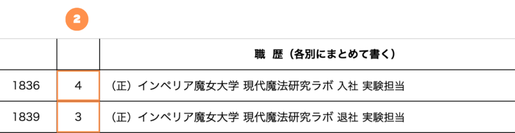 職歴は入社月・退社月をそれぞれ記載する